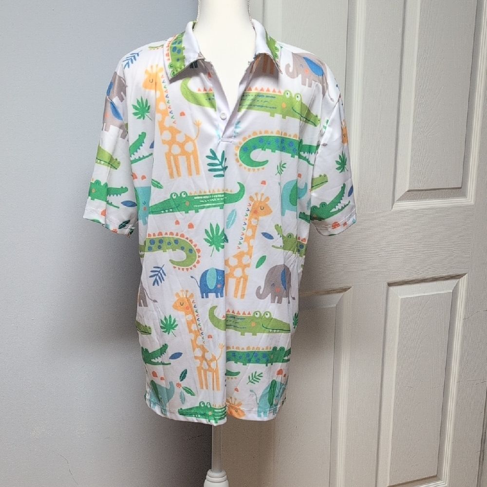 Safari Animal Playful Print Polo Size XL